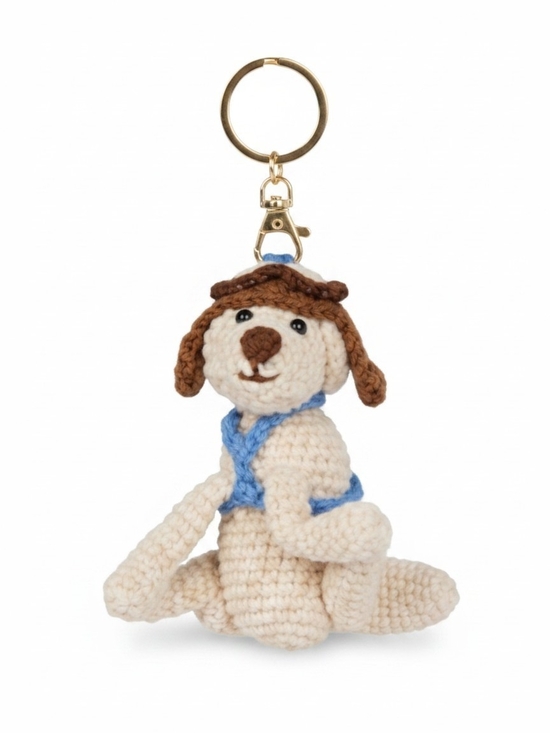 Piper K Accessories - 🤍▪️Piper K ▪️Crochet Dog Keychain in Cream and Blue Or Bagcharm